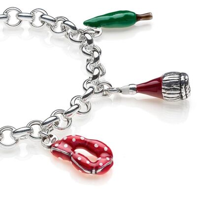 Rolo Premium Bracelet with Tuscany Charms in Sterling Silver and Enamel