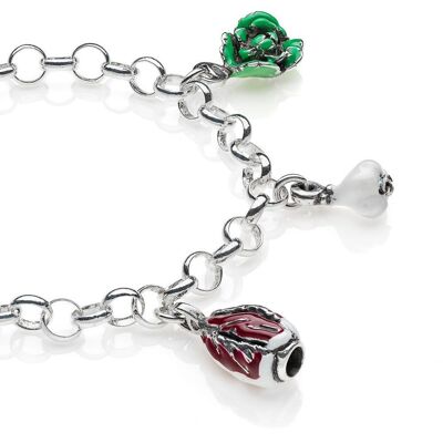 Pulsera Rolo Light con Charms Véneto en Plata de Ley y Esmalte