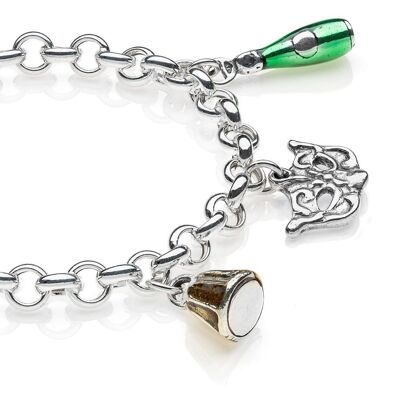 Pulsera Rolo Premium con Charms Véneto en Plata de Ley y Esmalte