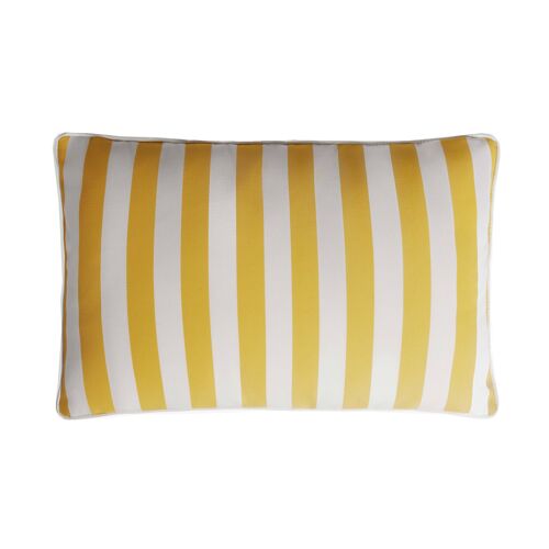 Striped Happy Frame Outdoor White and Yellow Piping