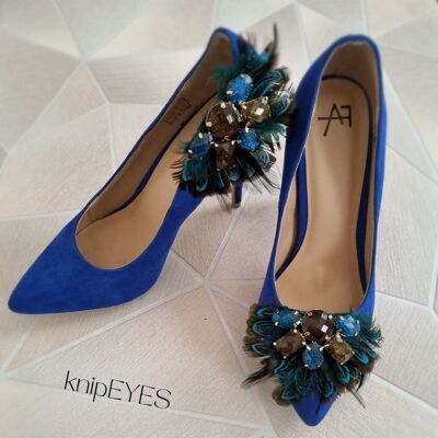 Clips para zapatos y clips para moda Accesorios Feather - Azul/Gris (por par)