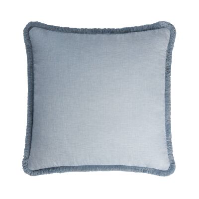 HAPPY LINEN Coussin Franges Bleu Clair Taille 40x40 cm