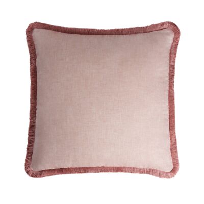 HAPPY LINEN Cushion Light Pink Fringes Size cm 40x40