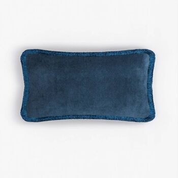 HAPPY PILLOW Coussin en Velours Doux Bleu Foncé 1