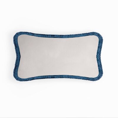 HAPPY PILLOW Coussin en Velours Doux Blanc et Bleu