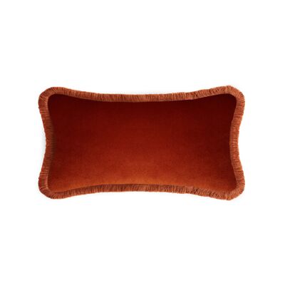 HAPPY PILLOW | Rectangle Brick Velvet With Brick Fringes