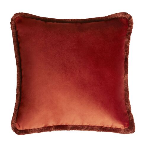 MAJOR COLLECTION CUSHION | VELVET WITH FRINGES BRICK