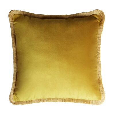 MAJOR COLLECTION CUSHION | VELVET WITH FRINGES MUSTARD