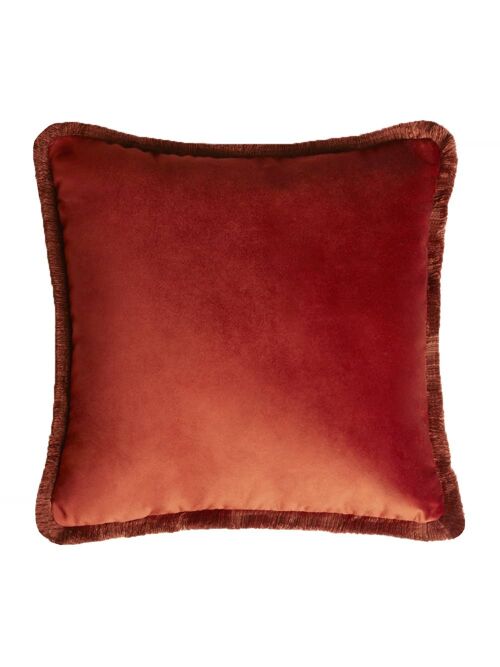 MAJOR FIFTY COLLECTION CUSHION | VELVET WITH FRINGES BRICK