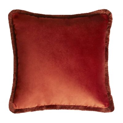 MAJOR FIFTY COLLECTION CUSHION | VELVET WITH FRINGES BRICK