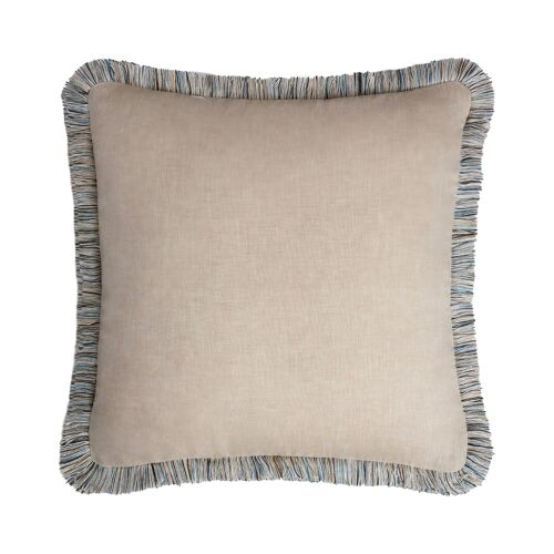 CAPRI LINEN Cushion Beige Multicolour Fringes