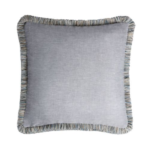CAPRI LINEN Cushion Grey Multicolour Fringes