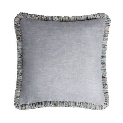 CAPRI LINEN Cushion Gray Multicolour Fringes