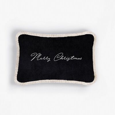 CHRISTMAS BLACK & WHITE HAPPY PILLOW