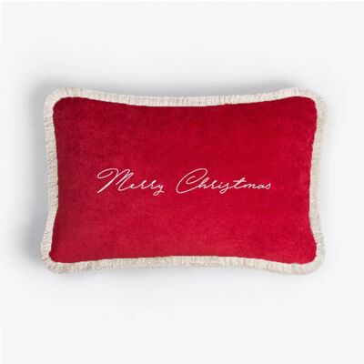 CHRISTMAS RED & WHITE HAPPY PILLOW