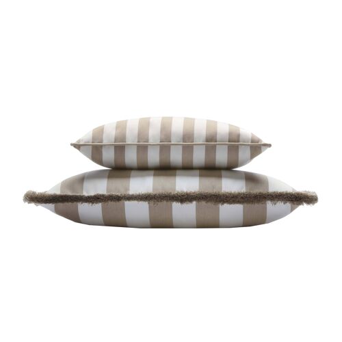 Couple Striped Outdoor Pillow White and Beige