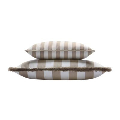 Couple Striped Outdoor Pillow White and Beige