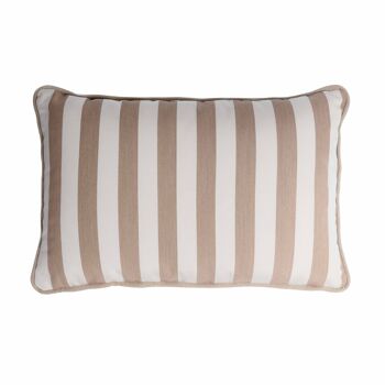 Coussin d'extérieur rayé couple blanc et beige 4