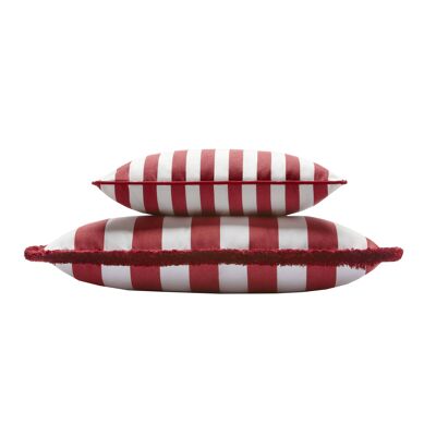 Almohada de exterior a rayas en pareja, blanca y roja
