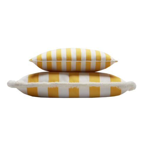 Couple Striped Outdoor Pillow White and Yellow
