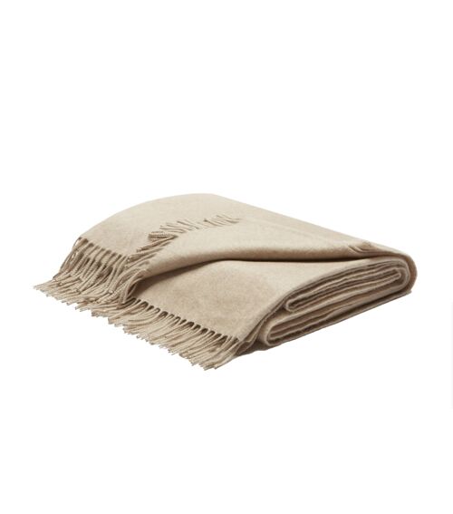 Fringe Cashmere and Silk Throw Blanket | Beige