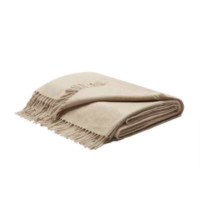 Fringe Cashmere and Silk Throw Blanket | Beige