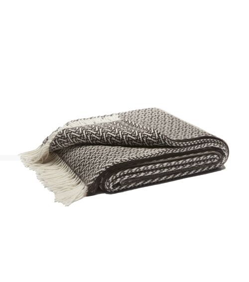 Fringe Cashmere Indianina Throw Blanket | Carbon