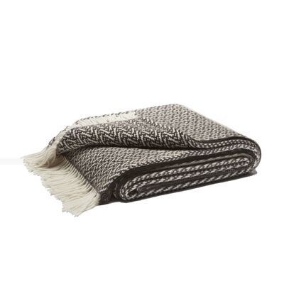 Fringe Cashmere Indianina Throw Blanket | Carbon