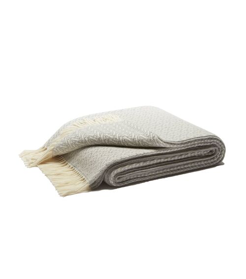 Fringe Cashmere Indianina Throw Blanket | Grey