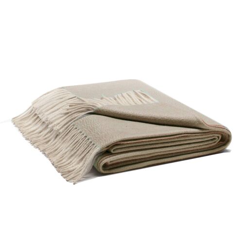 Fringe Zibelline Cashmere Throw Blanket | Beige