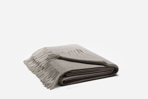 Fringe Zibelline Cashmere Throw Blanket | Grey