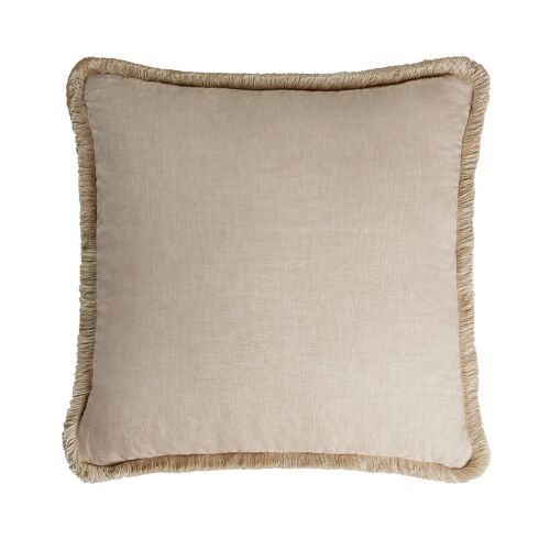 HAPPY LINEN Cushion Beige with Beige Fringes Size 40x40cm