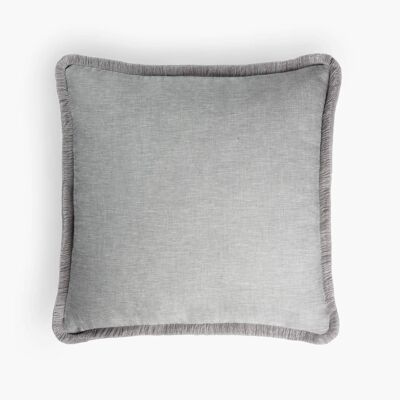 HAPPY LINEN Cushion Grey with Grey Fringes Size cm 40x40