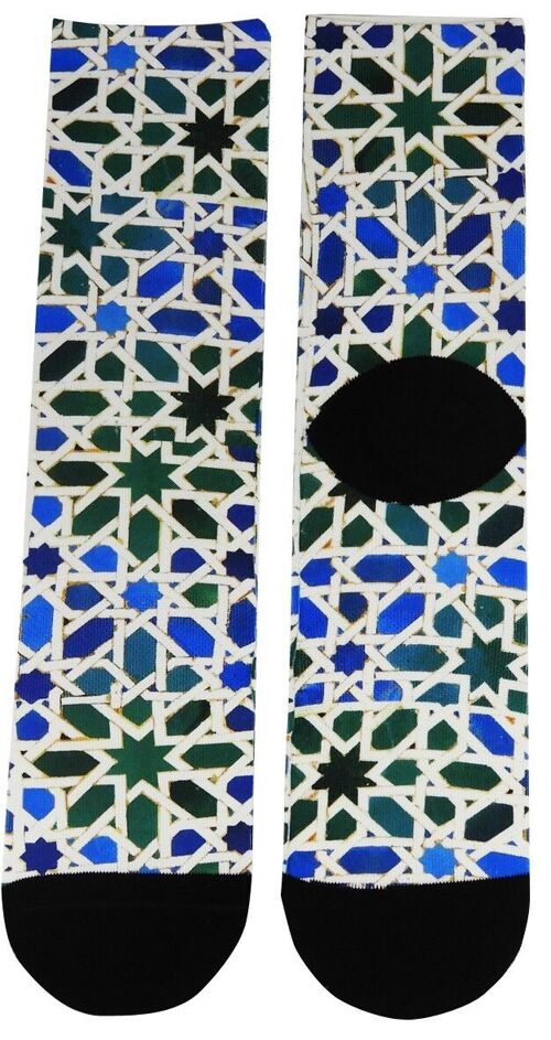 calcetin mosaico azul andaluz España talla 44-46