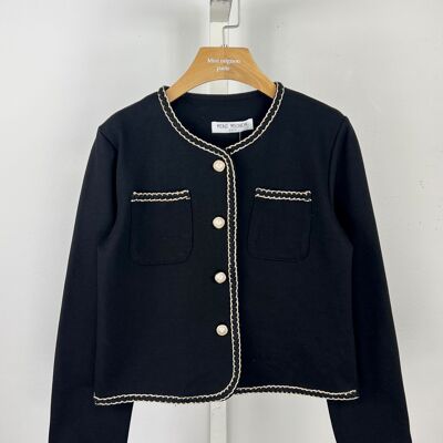 Girls' jacket with contrasting borders and fancy buttons