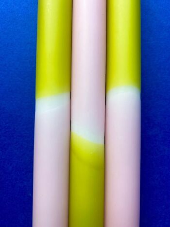 Trio de bougies de dîner Dip Dye OLIVE BLUSH 3