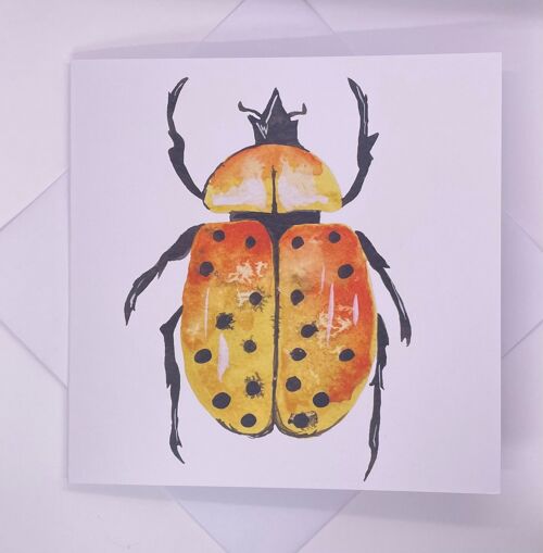 Yellow Beetle Greetings Card Blank Inside