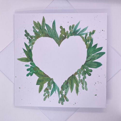Forest Heart Watercolour Greetings Card Blank Inside