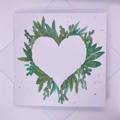 Carte de vœux aquarelle coeur forêt vierge à l’intérieur