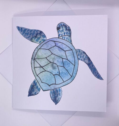 Sea Turtle Watercolour Greetings Card Blank Inside