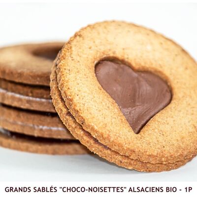 Large organic Alsatian "Choco-Hazelnut" shortbread cookies - 1p (BULK)