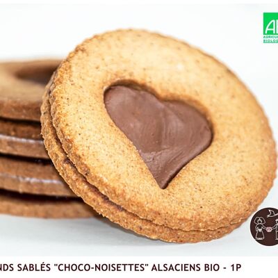 Grandi biscotti di pasta frolla alsaziani biologici "Cioccolato-Nocciola" - 1p (BULK)
