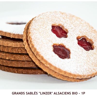 Grandi biscotti di pasta frolla alsaziani biologici "Linzer" - 1p (BULK)