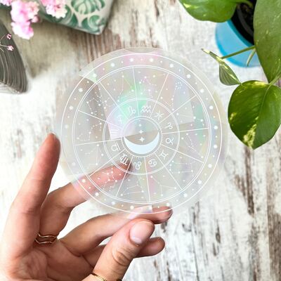 Adesivo Sun Catcher - Grafico di nascita dello zodiaco | Adesivi astrologici con effetto arcobaleno