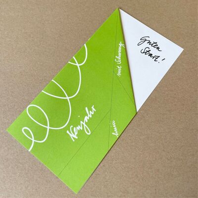 Good start! - New Year's card with transparent envelope (with folded corner)