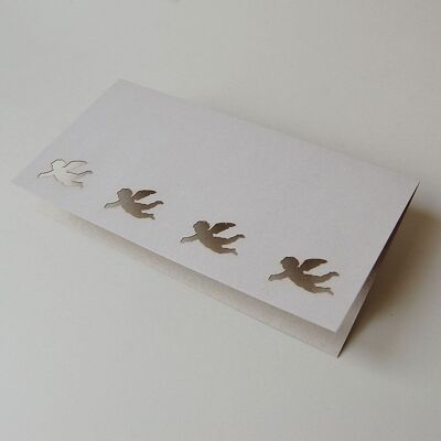 10 gray Christmas cards with envelopes: angels