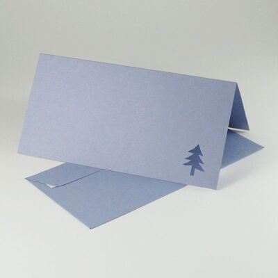 10 tarjetas navideñas azul lila con sobres del mismo color