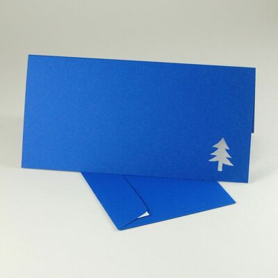 10 tarjetas navideñas troqueladas con sobres azules