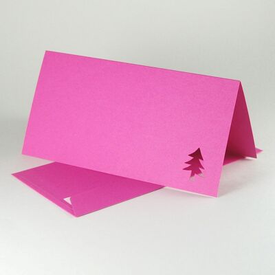 10 tarjetas navideñas troqueladas con sobres rosas