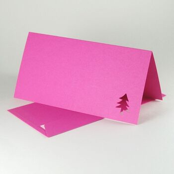 10 cartes de Noël découpées avec enveloppes roses 1